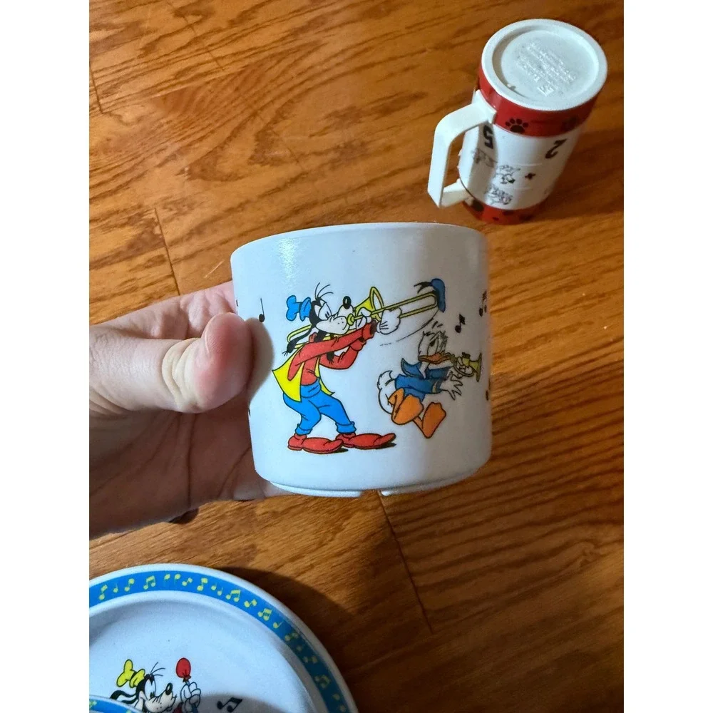 Vintage Disney Dishes Lot Including 101 Dalmatians & Band Leader Mickey - Good